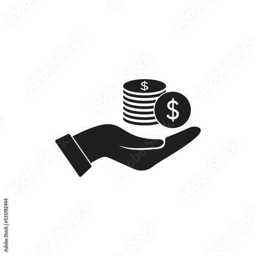 Sponsorship money black icon, sign on isolated background. Sponsorship money concept symbol, illustration