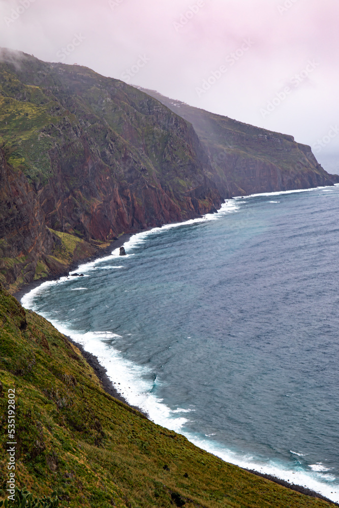 Farol da Ponta do Pargo coastline on rainy day Farol da Ponta do Pargo coastline on rainy day