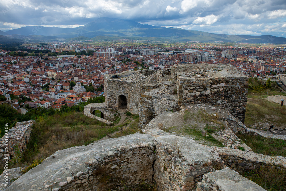 Prizren Old Town and Fort. Popular Tourist Destination in Kosovo. Historic and touristic city located in Prizren. Balkans. Europe. 