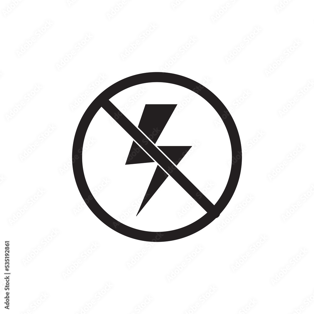 Lightning symbol. Photo sign. No Flash. Electric sign Lightning symbol. Photo sign. No Flash. Electric sign