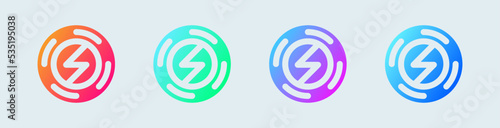 Wireless charging solid icon in gradient colors. Electricity signs vector illustration.