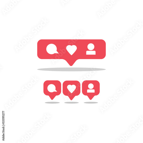 Set of generic social media user interface icons. Social media flat icon. Vector Illustrations