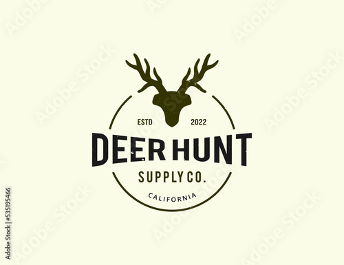 Deer hunt logo design vector