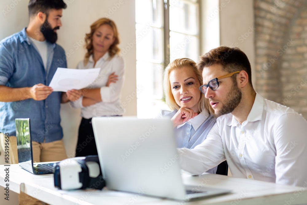 Group of young business people in business training course in office. Business education concept Group of young business people in business training course in office. Business education concept