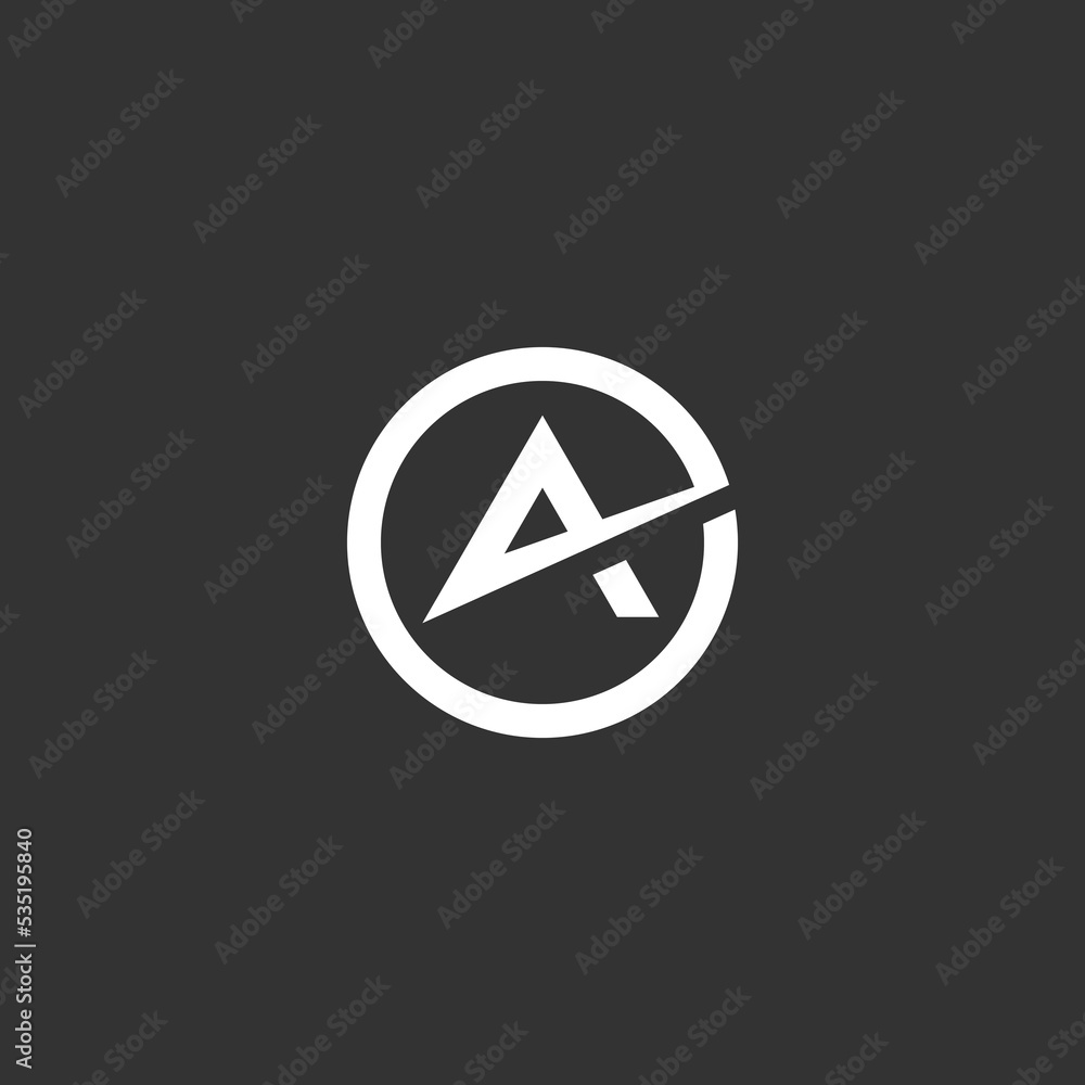Letter a circular logo design. Simple and modern initial a in circular isolated on dark background vector illustration. Letter a circular logo design. Simple and modern initial a in circular isolated on dark background vector illustration.