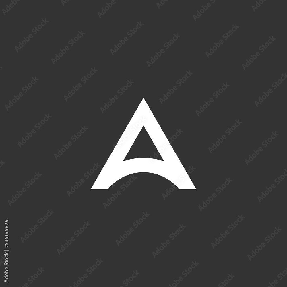 Simple modern letter a icon design. White bold letter a shape isolated on dark background logo vector illustration. Simple modern letter a icon design. White bold letter a shape isolated on dark background logo vector illustration.
