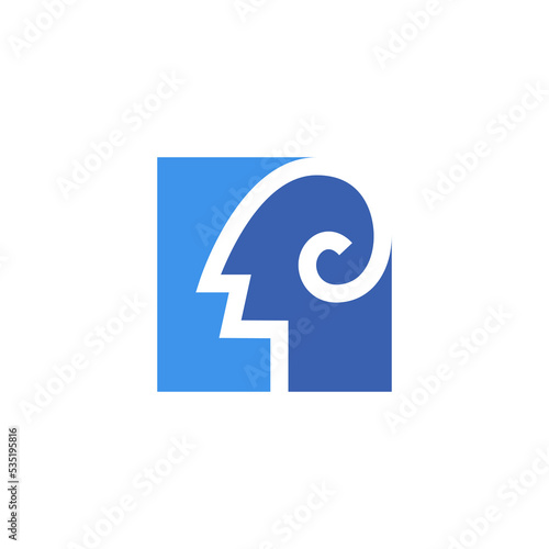 Geometric ENT logo design concept. Simply abstract human head icon vector illustration.