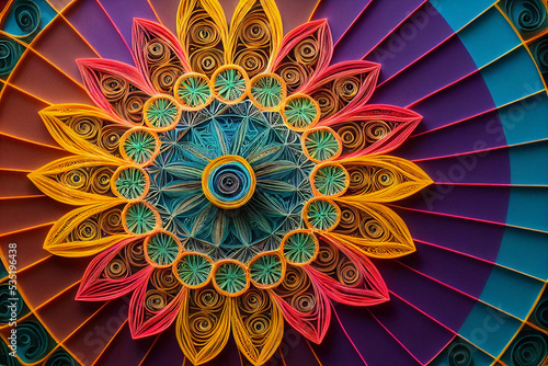 Coloured mandala with quilling technique photo