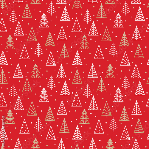 Design of Christmas texture with decorative trees. Vector illustration