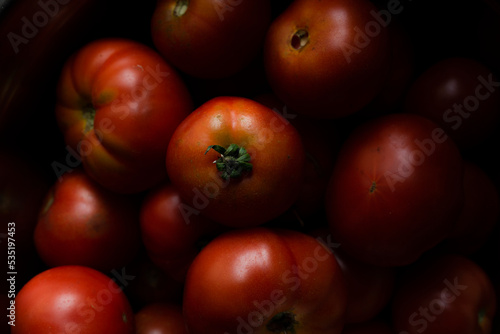 Red natural tomatoes background. Group of tomatoes