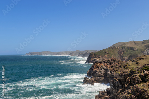 Beautiful wild landscape of cliffs in Cantabria, in the north of Spain. Fantastic hiking trails and nature.