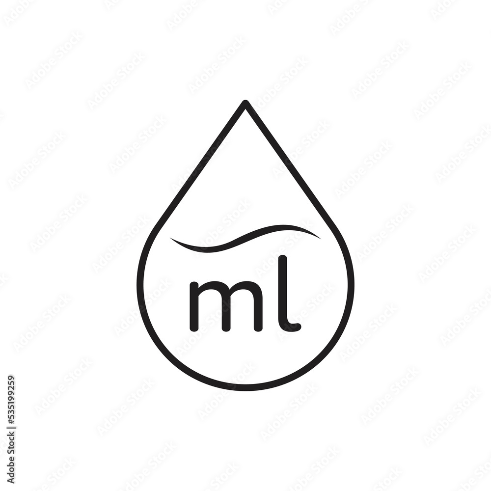 liter icon, drop liquid, fluid volume l and ml, capacity water, thin line web symbol on white background liter icon, drop liquid, fluid volume l and ml, capacity water, thin line web symbol on white background