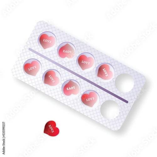 Love pills blister vector illustration