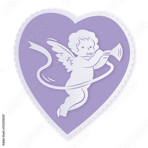 Cupid paper card vector illustration