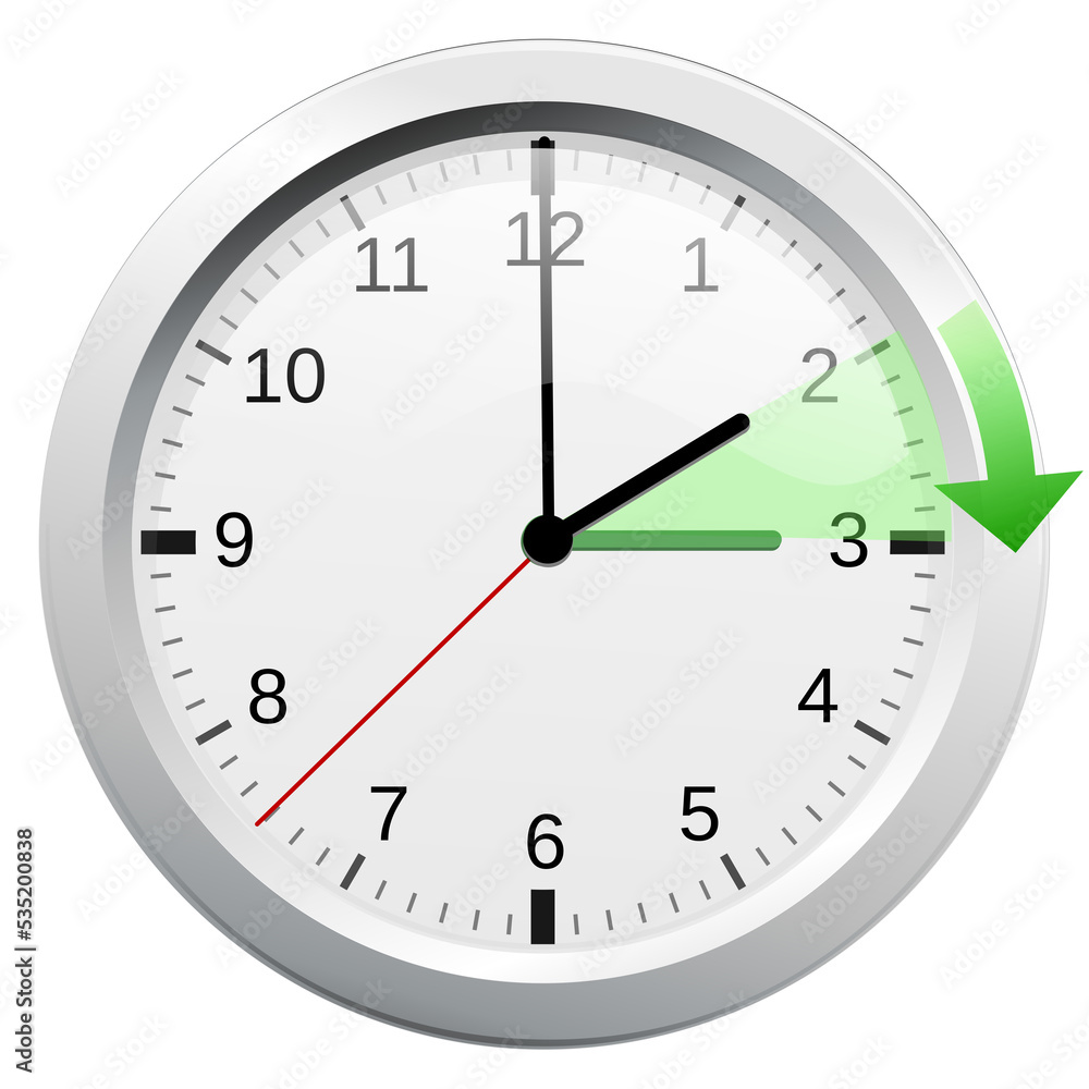 Hand clock with daylight saving time: at 2 o'clock it will be 3 o'clock (isolated) Hand clock with daylight saving time: at 2 o'clock it will be 3 o'clock (isolated)