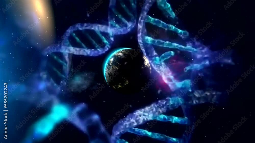 DNA molecule. Planet Earth. Biological information. Genetic code. Hypothesis, illustration DNA molecule. Planet Earth. Biological information. Genetic code. Hypothesis, illustration