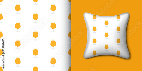 Beer seamless pattern with pillow. Vector illustration
