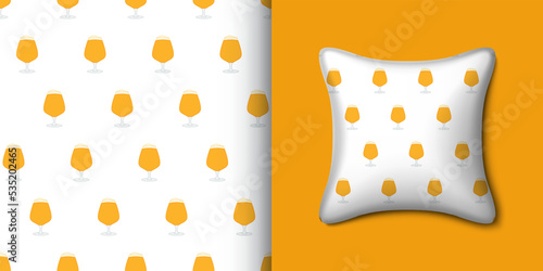 Beer seamless pattern with pillow. Vector illustration