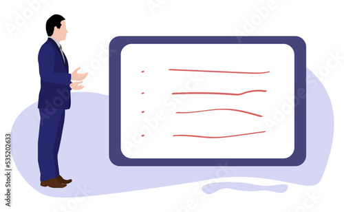 Business people illustration. Characters working at home office and coworking space. People talking with colleagues, planning corporate strategy, analyzing graphs. Vector illustration.