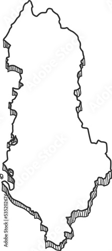 Hand Drawn of Albania 3D Map.