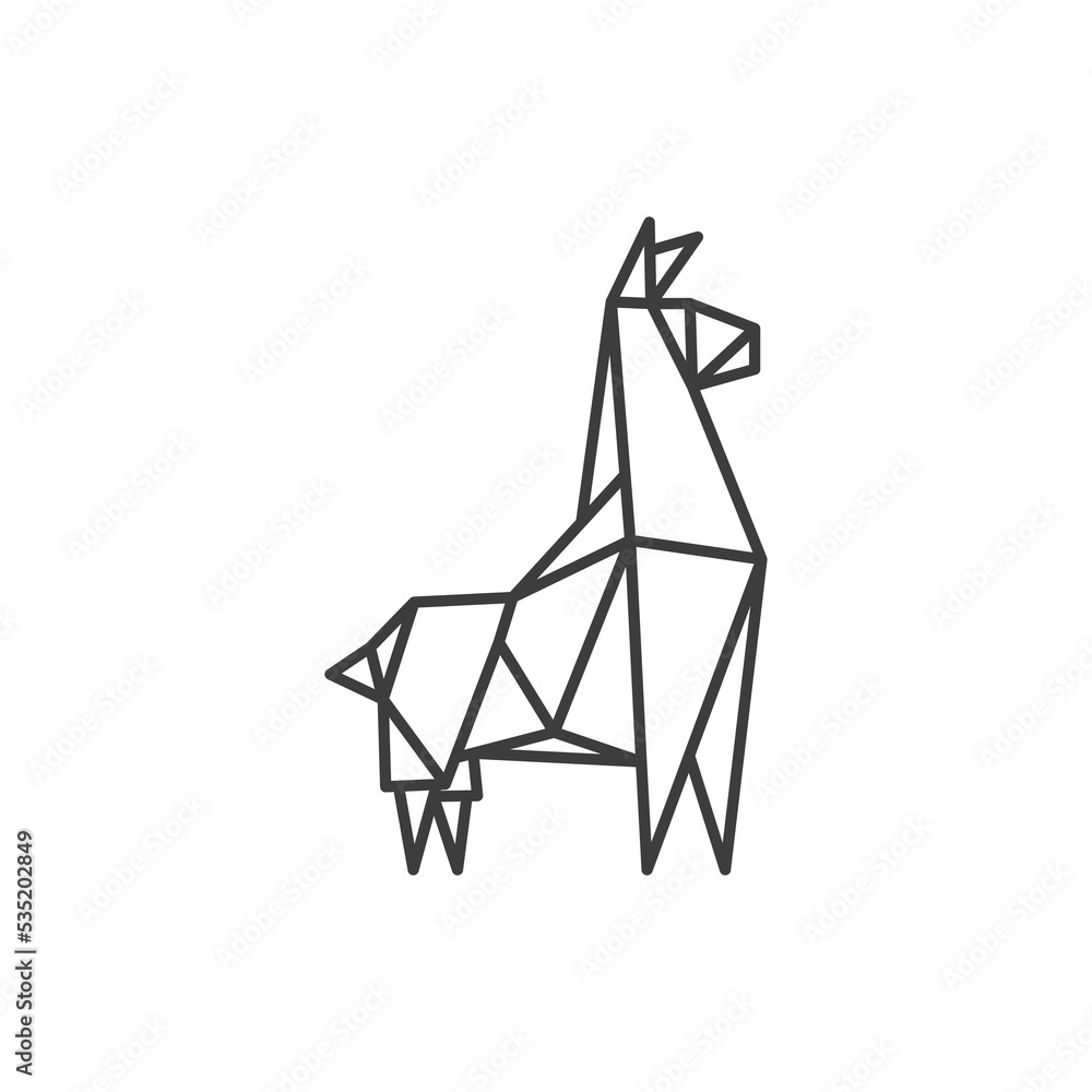 Lama origami Design Vector, Alpaca, Vicuna, Huacaya alpaca, guanaco geometric logo Design Lama origami Design Vector, Alpaca, Vicuna, Huacaya alpaca, guanaco geometric logo Design
