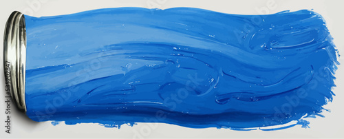 can of classic blue paint and brush on white, background, banner