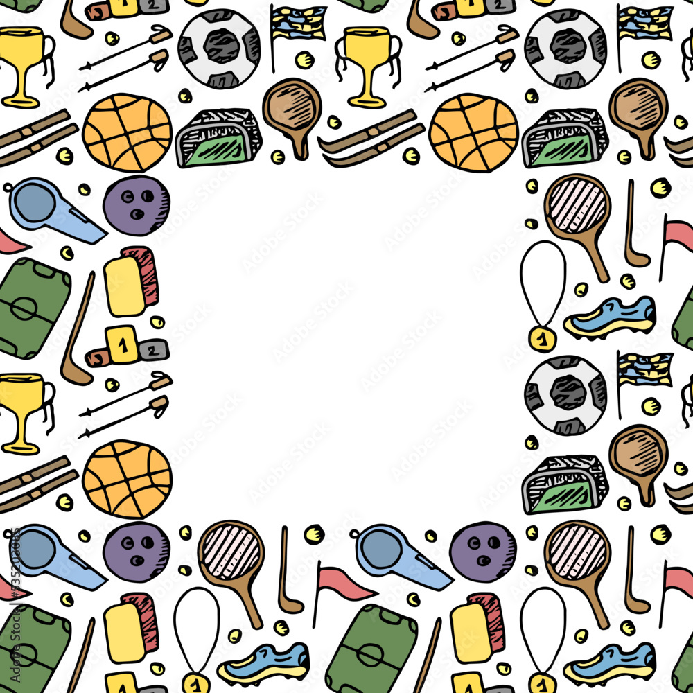 seamless vector sports icons with place for text. Doodle vector with sport icons. sport background seamless vector sports icons with place for text. Doodle vector with sport icons. sport background