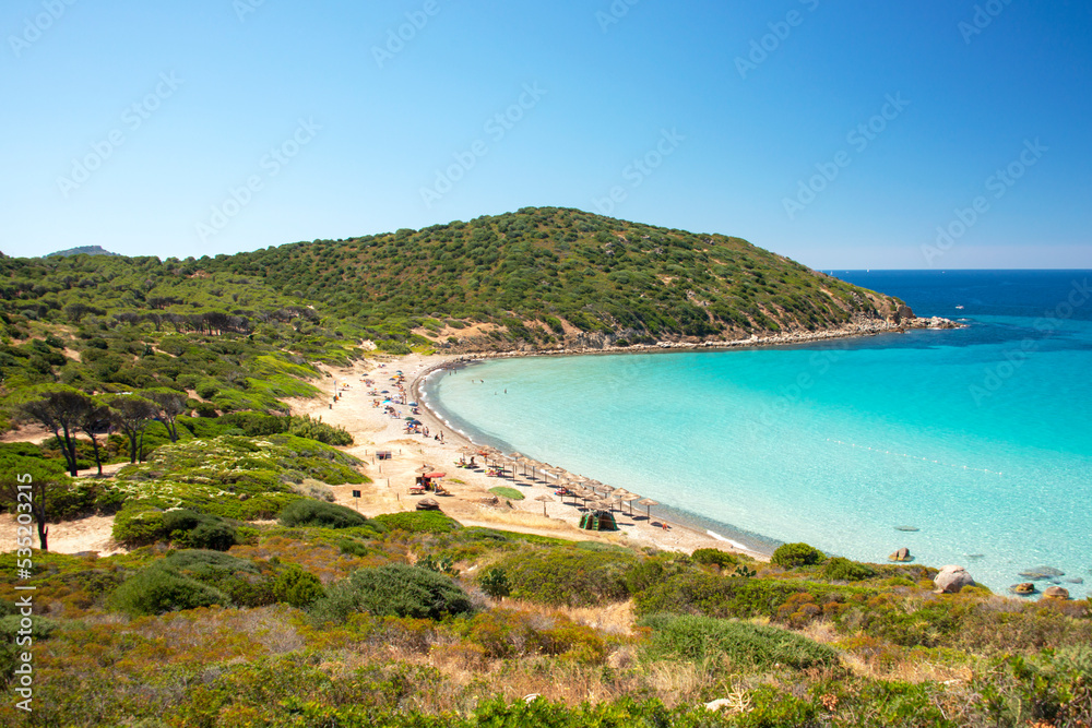 Beautiful paradise beach with turquoise sea - Sardinia Mari Pintau beach - Cagliari
