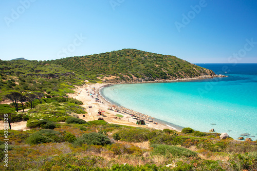 Beautiful paradise beach with turquoise sea - Sardinia Mari Pintau beach - Cagliari
 photo