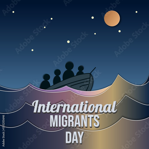 international migrants day paper cut postcard