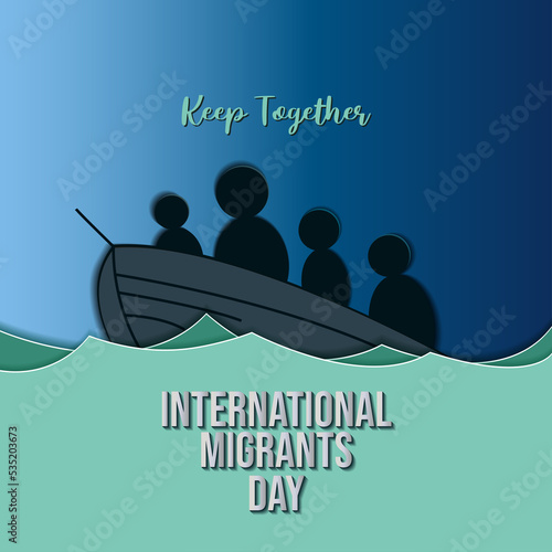 international migrants day paper cut postcard