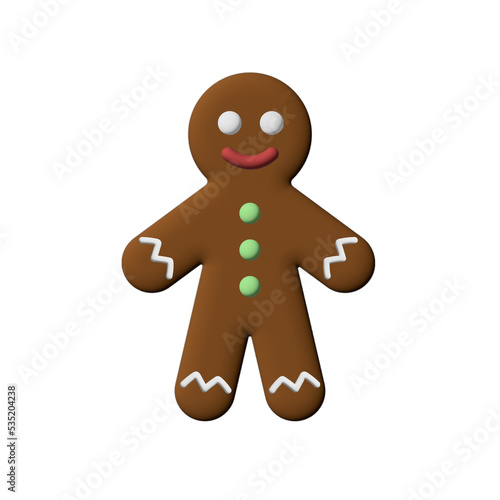 Gingerbread man with icing. Happy funny sweet cookie. Ginger bread biscuit stock illustration. isolated homemade sweets for children photo