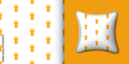 Beer seamless pattern with pillow. Vector illustration