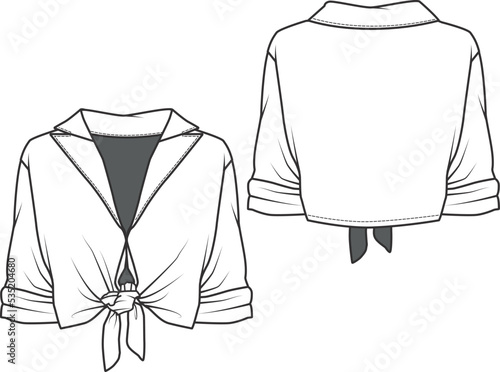 illustration of a shirt,women top, crop, front tie