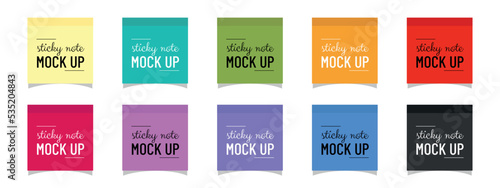 Post Note Sticker Template Set - Colorful Vector Sticky Note Illustrations Isolated On White Background