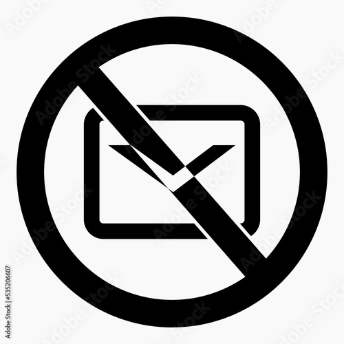No mail icon. No spam. No mailing. Spam ban. Vector icon.