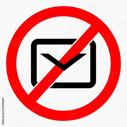 No mail icon. No spam. No mailing. Spam ban. Vector icon.