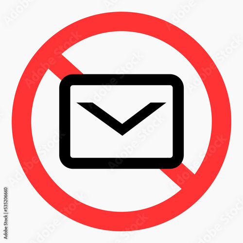 No mail icon. No spam. No mailing. Spam ban. Vector icon.