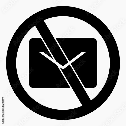 No mail icon. No spam. No mailing. Spam ban. Vector icon.