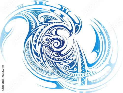 Polynesian style water wave tattoo design