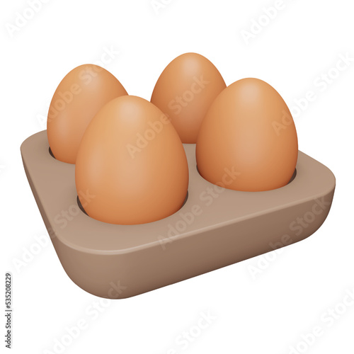 Egg tray 3d rendering isometric icon.