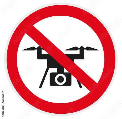Verbotsschild Piktogramm Drohne mit Kamera photo