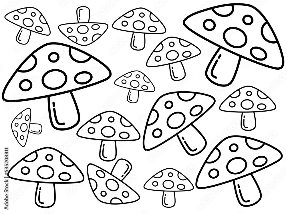 black and white abstract background with mushroom pattern