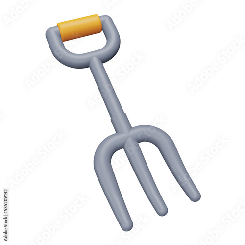 Pitchfork 3d rendering isometric icon.