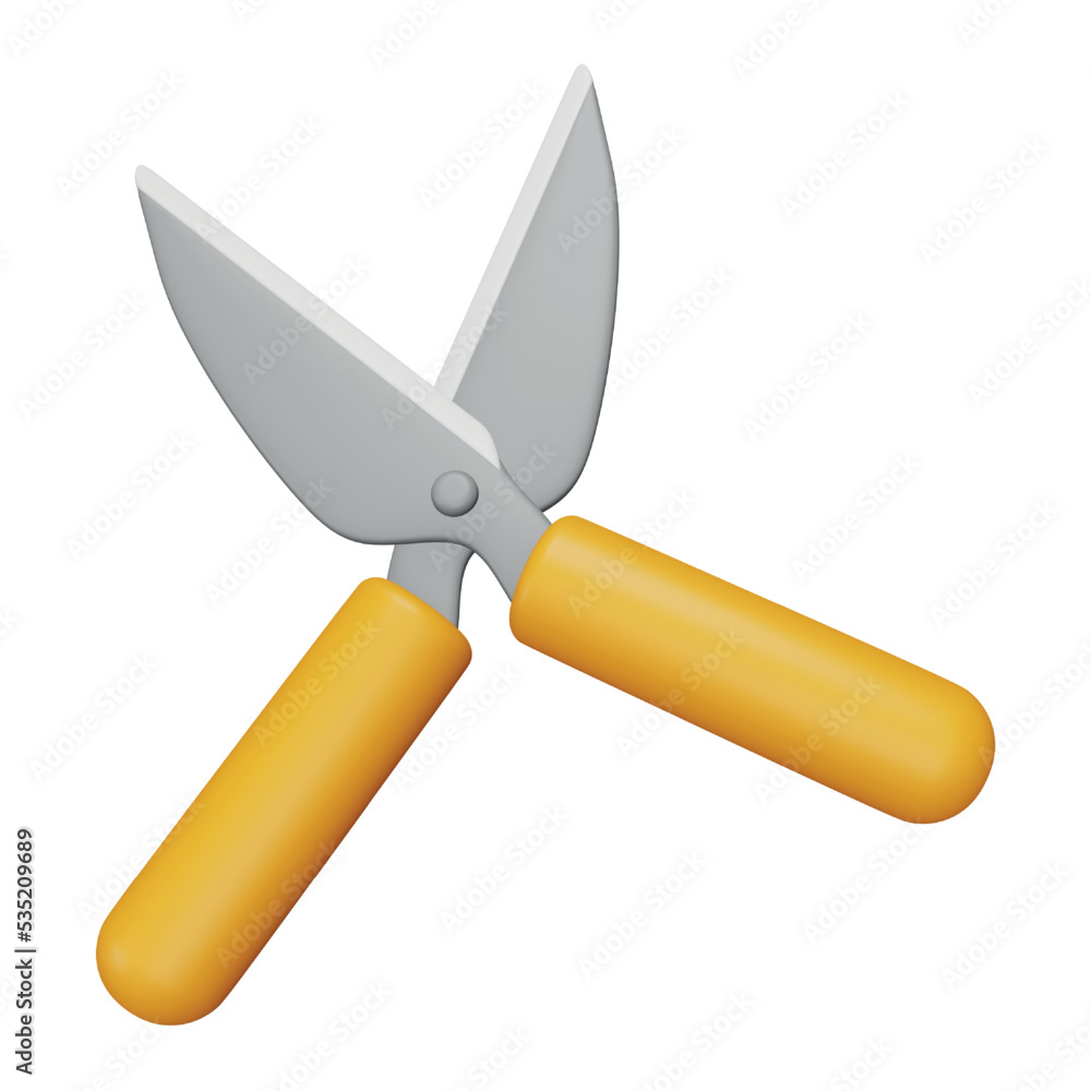 Scissors gardening 3d rendering isometric icon. Scissors gardening 3d rendering isometric icon.