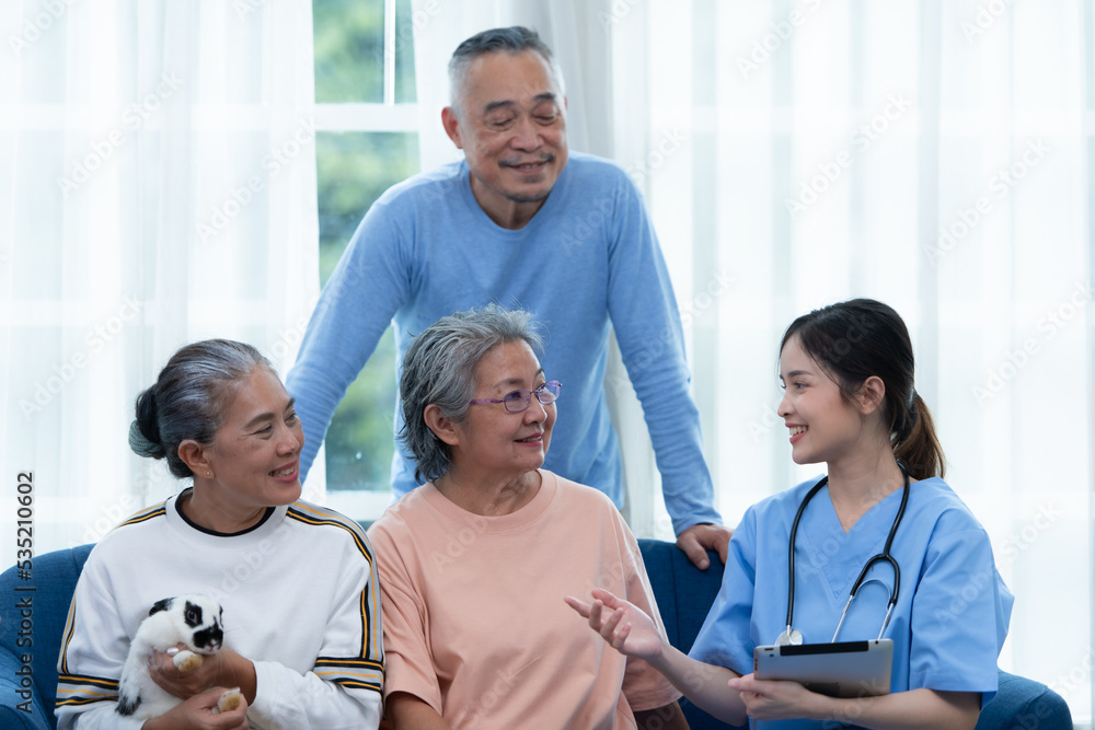 The hospital doctor explains the results of the annual health check to the patient. The hospital doctor explains the results of the annual health check to the patient.