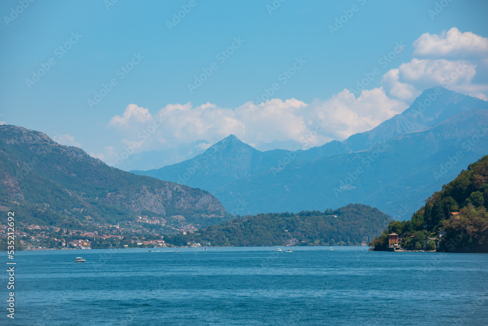 Beautiful nature of lake Como, Italy in summer, famous tourism destination Beautiful nature of lake Como, Italy in summer, famous tourism destination