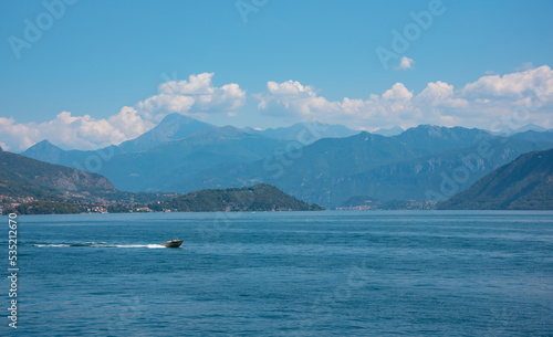 Beautiful nature of lake Como, Italy in summer, famous tourism destination