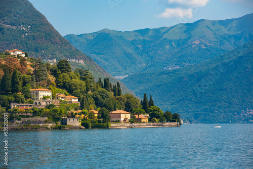 Beautiful nature of lake Como, Italy in summer, famous tourism destination © Maresol