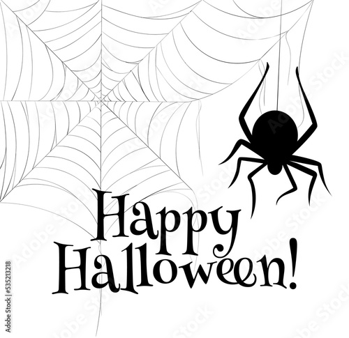 Vector hand drawn illustration of spider web with doodle style isolated on white background. Happy halloween greeting card. Design for Halloween, seasonal design, textile or greeting card.